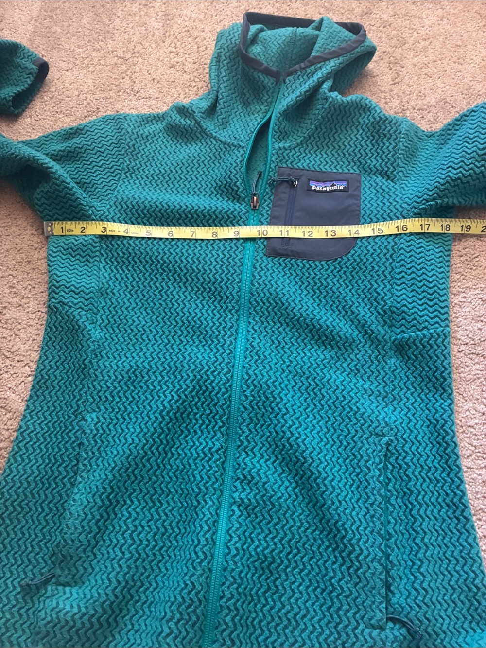 Patagonia R1 Air Full Zip Hooded Fleece Jacket Teal Green Women size S - Picture 7 of 8